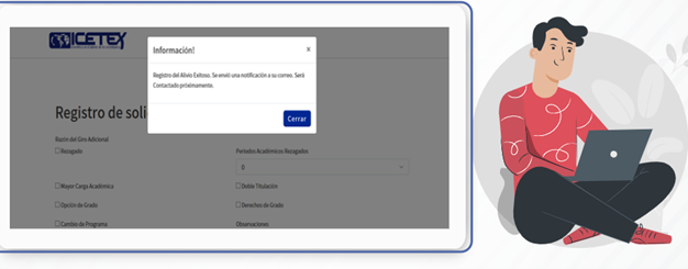 quinto paso SOLICITUD GIRO ADICIONAL icetex